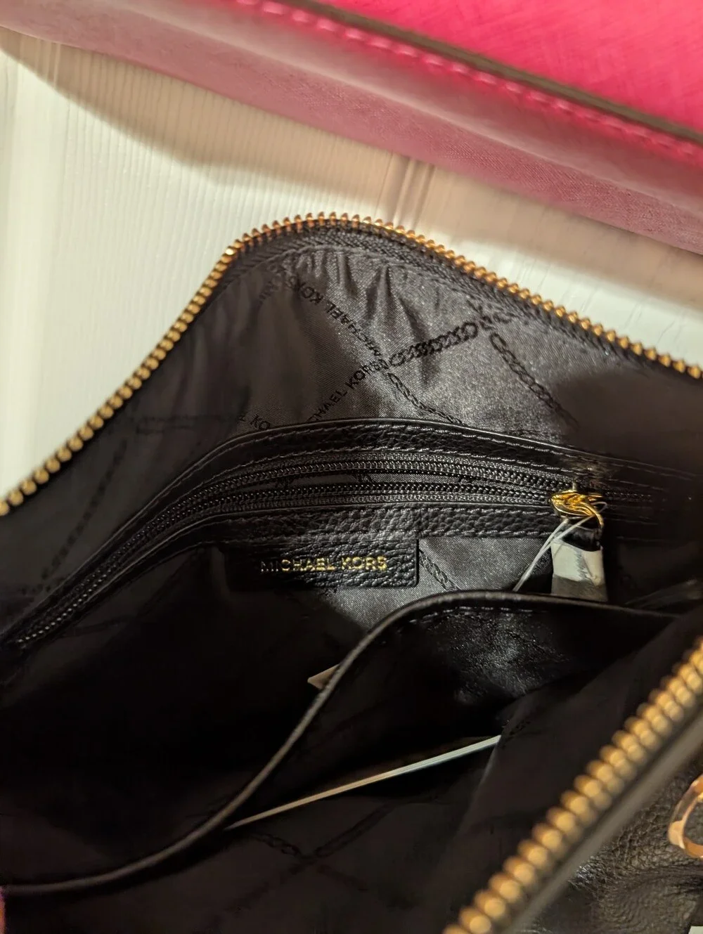 Michael Kors Black Pebbled Leather Shoulder Bag with Gold Hardware 11 X 8 - Picture 4 of 4